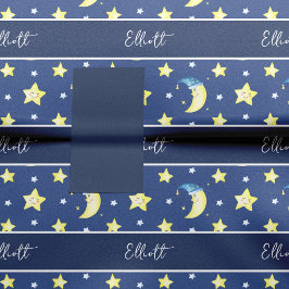 Cute Moon en Stars Pattern Blue Baby shower Tissuepapier