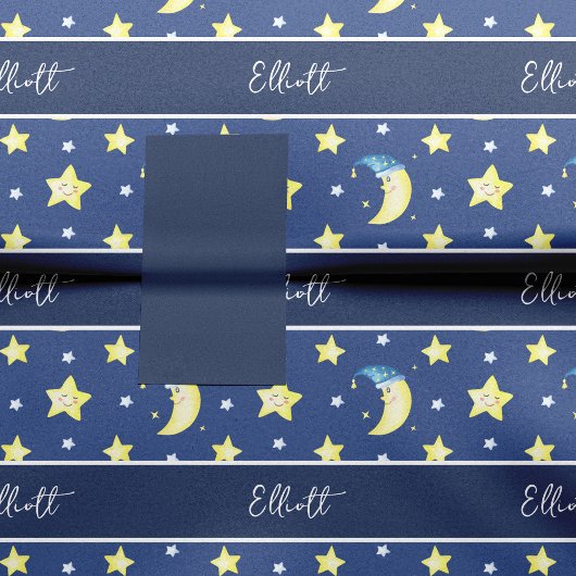 Cute Moon en Stars Pattern Blue Baby shower Tissuepapier