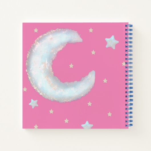 Cute moon en sterren Spiral Notitieboek (Achterkant)