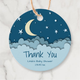 Cute Moon & Stars Dark Blue Dank je Baby shower Bedankjes Labels