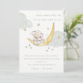 Cute Moon Stars Elephant Bunny Baby Aankondiging (Staand voorkant)