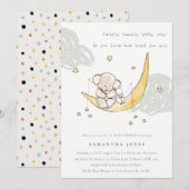 Cute Moon Stars Elephant Bunny Baby shower Invite Bedankkaart (Voorkant / Achterkant)