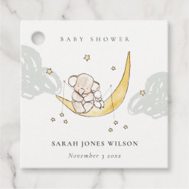Cute Moon Stars Elephant Bunny Neutral Baby shower Bedankjes Labels