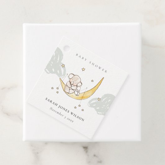 Cute Moon Stars Elephant Bunny Neutral Baby shower Bedankjes Labels (In situ)