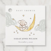Cute Moon Stars Elephant Bunny Neutral Baby shower Bedankjes Labels (Voorkant)