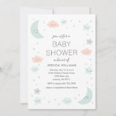 Cute Moon & Stars Lijst Baby shower Uitnodiging (Voorkant)