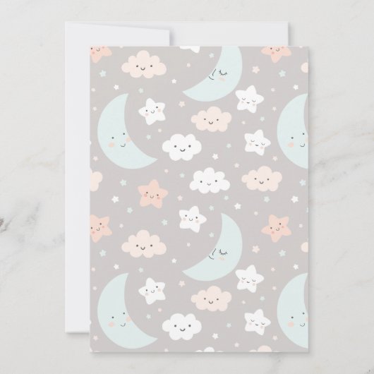 Cute Moon & Stars Lijst Baby shower Uitnodiging (Achterkant)