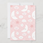 Cute Moon & Stars Pink Girl Baby shower Invitation Kaart (Achterkant)