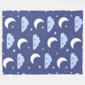 Cute Moon, Stars & Sleepy Clouds Night Sky Fleece Deken (Voorkant (Horizontaal))