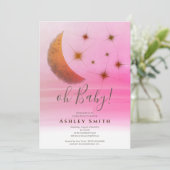 Cute moon sterren ombre waterverf baby shower kaart (Staand voorkant)