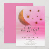 Cute moon sterren ombre waterverf baby shower kaart (Voorkant / Achterkant)