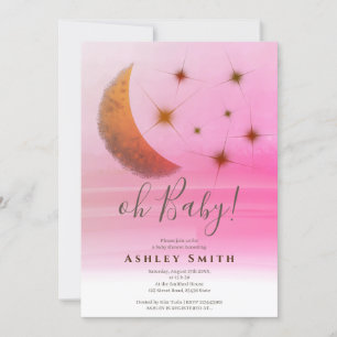 Cute moon sterren ombre waterverf baby shower kaart