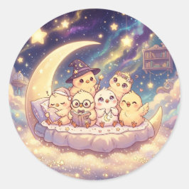 Cute Moon Voorlees Kippen Sticker