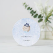 Cute Moon With Hat And Bow Baby Boy Card Kaart (Staand voorkant)