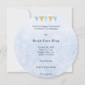 Cute Moon With Hat And Bow Baby Boy Card Kaart (Achterkant)