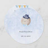 Cute Moon With Hat And Bow Baby Boy Card Kaart (Voorkant / Achterkant)
