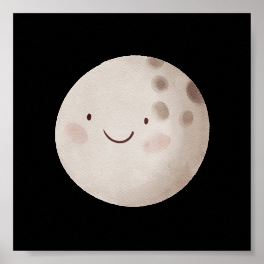 Cute Moon With Smile Sleep Nursery Poster (Voorkant)