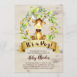 Cute Moose Baby shower Kaart