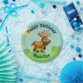 Cute Moose Birthday Party Borden Papieren Bordje (Feest)