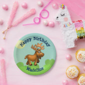 Cute Moose Birthday Party Borden Papieren Bordje (Feest)