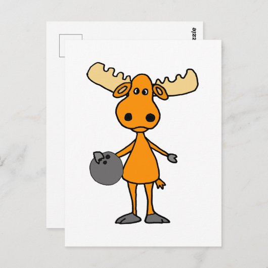 Cute Moose Bowling Cartoon Briefkaart (Voorkant / Achterkant)