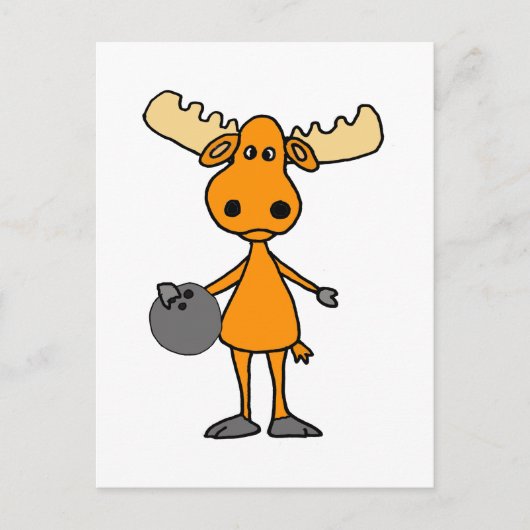 Cute Moose Bowling Cartoon Briefkaart (Voorkant)