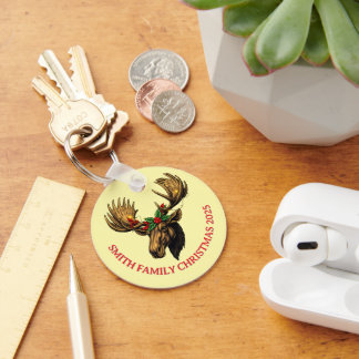 CUTE MOOSE CHRISTMAS DESIGN SLEUTELHANGER