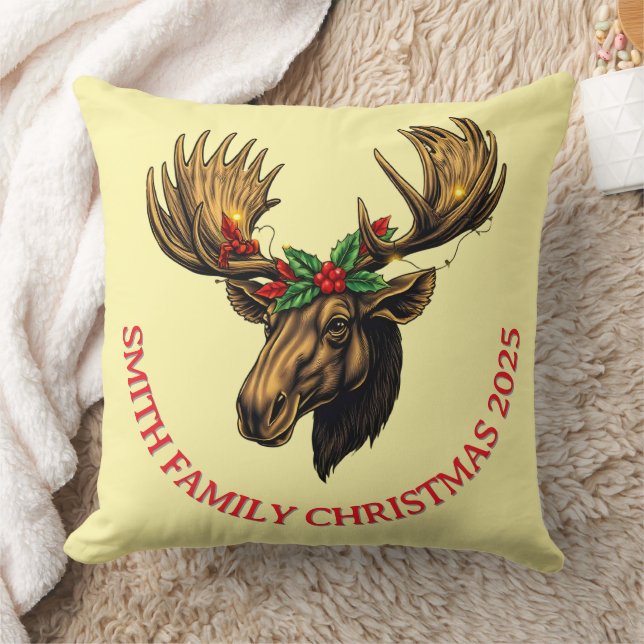 CUTE MOOSE CHRISTMAS DESIGN Throw Pillow Kussen (Deken)