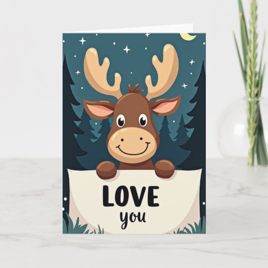 Cute Moose Forest Love You Card Kaart (Voorkant)