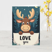 Cute Moose Forest Love You Card Kaart (Gele Bloem)