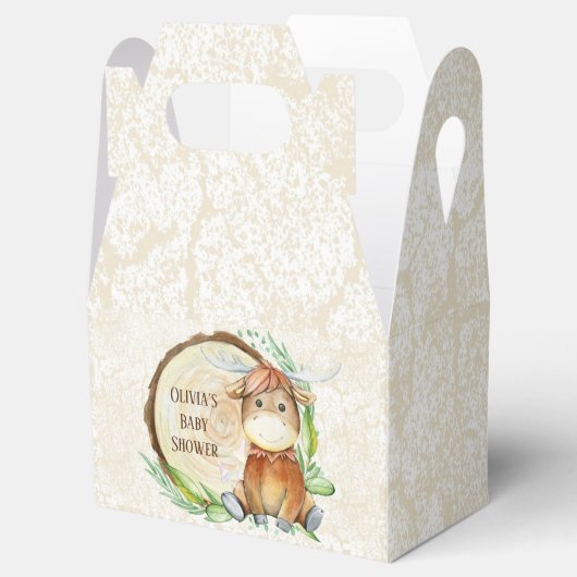 Cute Moose Greenery Wood Slice Baby shower Custom Bedankdoosjes (Geopend)