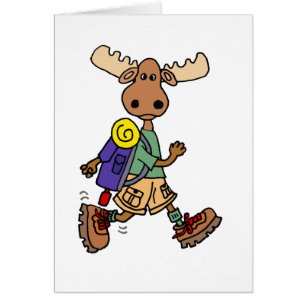 Cute Moose Hiker Cartoon