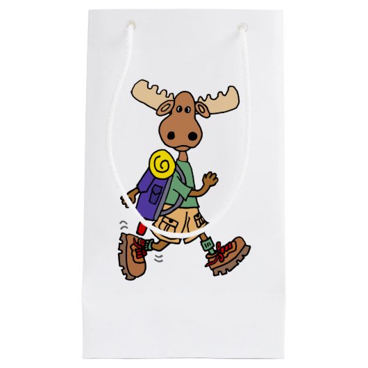 Cute Moose Hiker Cartoon Klein Cadeauzakje (Voorkant)