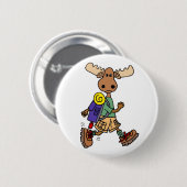 Cute Moose Hiker Cartoon Ronde Button 5,7 Cm (Voorkant /achterkant)