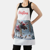 Cute Moose in Snowy Forest Christmas Personalized  Schort (Insitu)