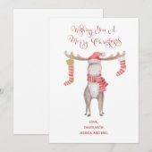 Cute Moose Kerstmis Feestdagenkaart (Voorkant / Achterkant)