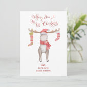 Cute Moose Kerstmis Feestdagenkaart (Staand voorkant)