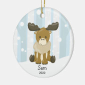 Cute Moose Personalized Kerstversiering Keramisch Ornament (Links)