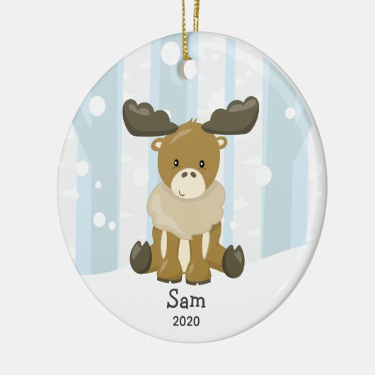 Cute Moose Personalized Kerstversiering Keramisch Ornament (Links)