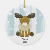 Cute Moose Personalized Kerstversiering Keramisch Ornament (Achterkant)