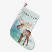 Cute Moose Personalized Kleine Kerstsok (Voorkant (Hangend))