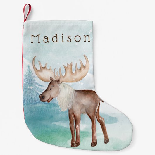 Cute Moose Personalized Kleine Kerstsok (Voorkant)