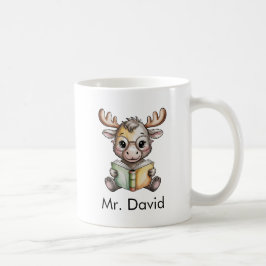 Cute Moose Reading a Book Custom Koffiemok