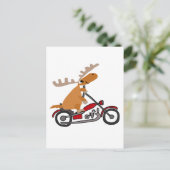 Cute Moose Riding Motorcycle Cartoon Briefkaart (Staand voorkant)