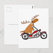 Cute Moose Riding Motorcycle Cartoon Briefkaart (Voorkant / Achterkant)