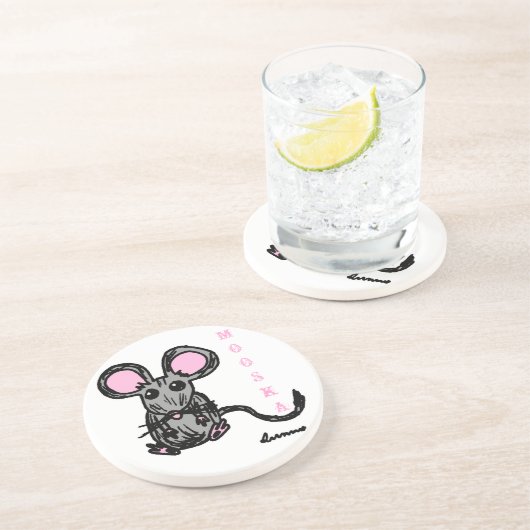 Cute Mooska Mouse Onderzetter (Zijkant)
