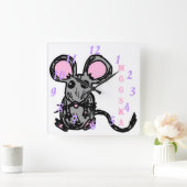 Cute Mooska Mouse Square Clock Vierkante Klok (Huis)