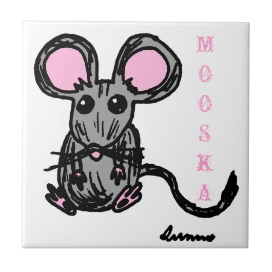 Cute Mooska Mouse Tegel Tegeltje (Voorkant)