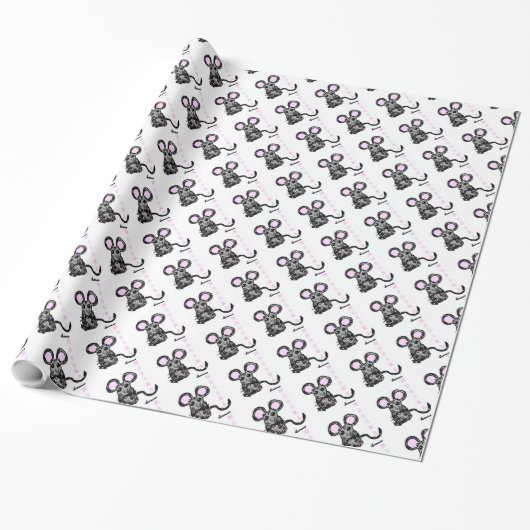 Cute Mooska Mouse Wrapping Paper Cadeaupapier (Uitgerold)