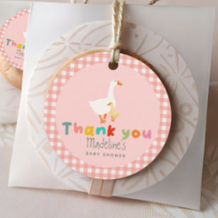 Cute Moppie Flirt Roze Dwaze Gans Baby Shower Bedankjes Labels